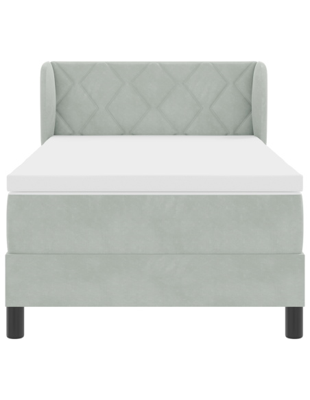 Letto a Box Spring con Materasso Grigio Chiaro 90x190 cm in Velluto