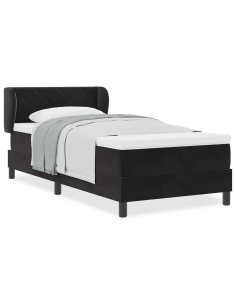 Letto a molle con materasso Nero 90 x 190 cm Velluto 2