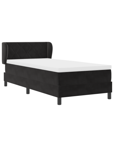 Letto a molle con materasso Nero 90 x 190 cm Velluto