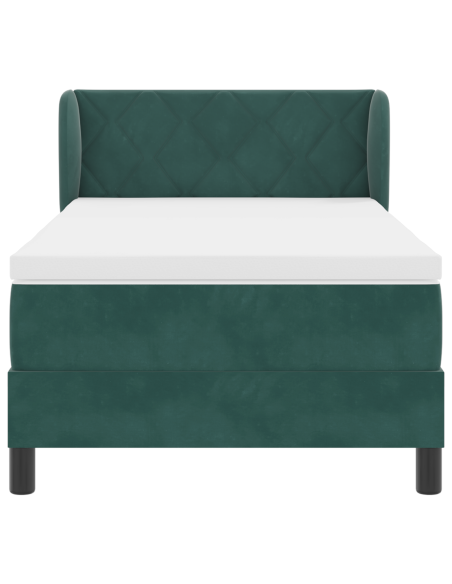 Letto a molle con materasso Verde scuro 90 x 190 cm Velluto