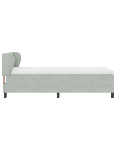 Letto a molle con materasso Grigio chiaro 90 x 200 cm Velluto