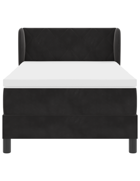 Letto Box Spring con Materasso Nero 90x200 cm Velluto