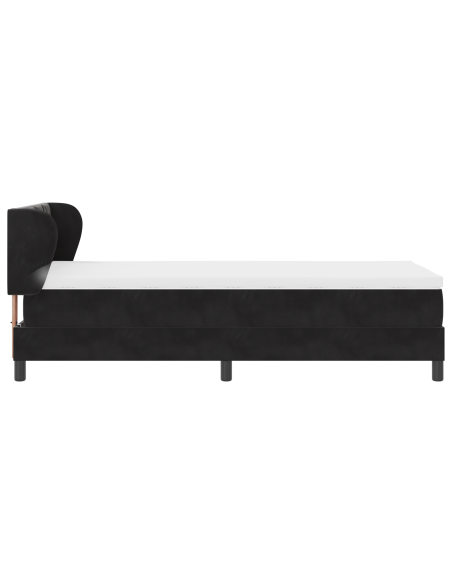 Letto a molle con materasso Nero 90 x 200 cm Velluto