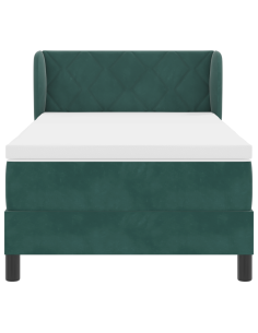 Letto a molle con materasso Verde scuro 90 x 200 cm Velluto 2