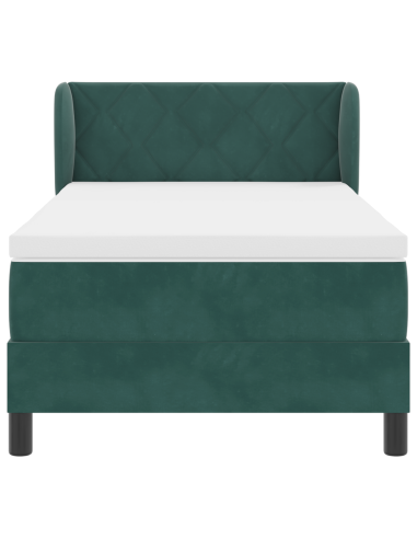 Letto a molle con materasso Verde scuro 90 x 200 cm Velluto