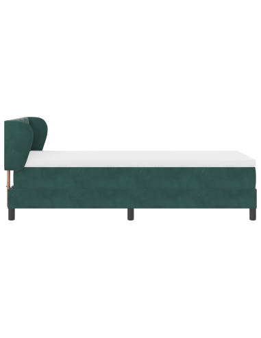 Letto a molle con materasso Verde scuro 90 x 200 cm Velluto