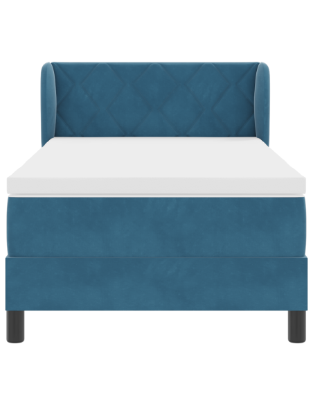 Letto Box Spring con Materasso Blu Scuro 90x200 cm Velluto