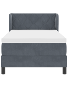 Letto a molle con materasso Grigio scuro 100 x 200 cm Velluto 2
