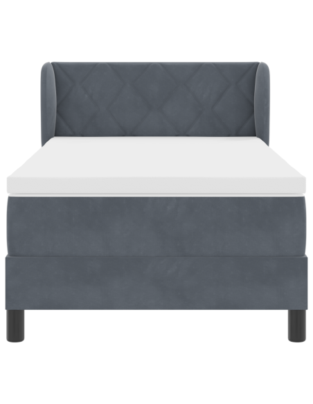 Letto a molle con materasso Grigio scuro 100 x 200 cm Velluto