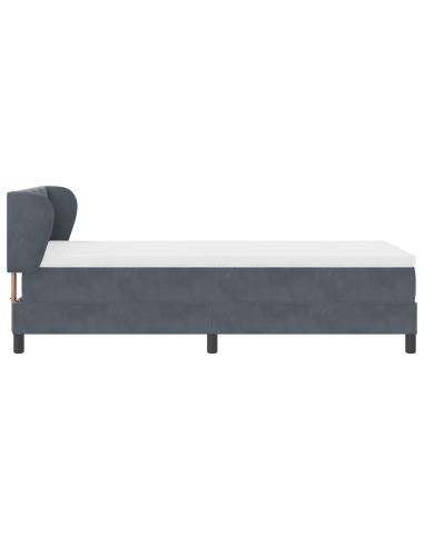 Letto a molle con materasso Grigio scuro 100 x 200 cm Velluto