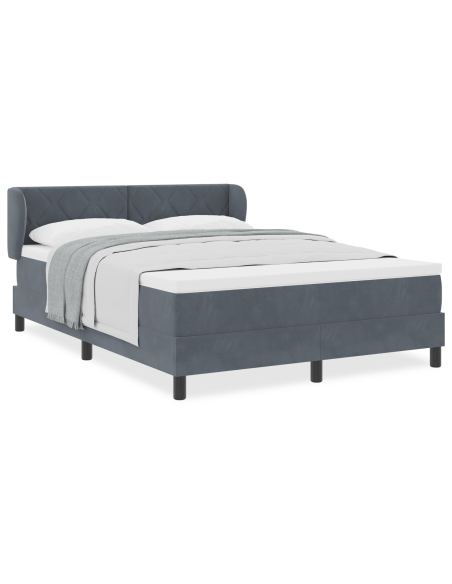 Letto a molle con materasso Grigio scuro 140 x 190 cm Velluto