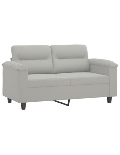 Set Divani 3 pz con Cuscini Grigio Chiaro in Tessuto Microfibra 2