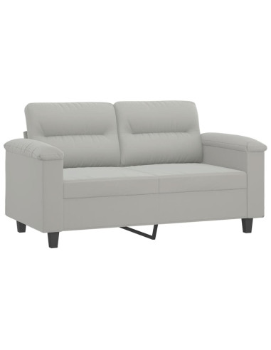 Set Divani 3 pz con Cuscini Grigio Chiaro in Tessuto Microfibra