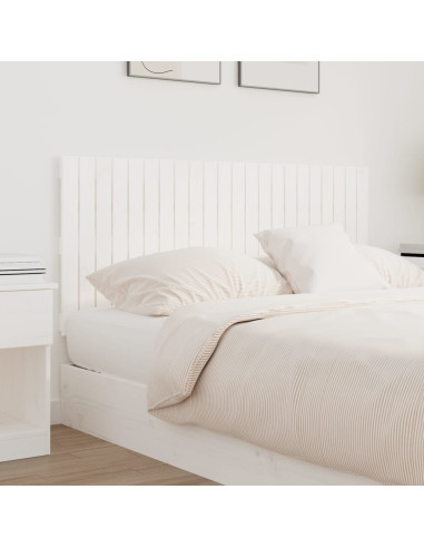 Testiera da Parete Bianca 140x3x60 cm in Legno Massello di Pino