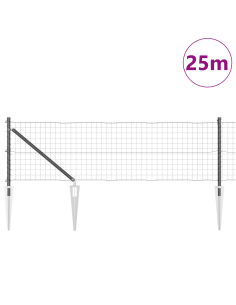 Recinzione con Posto Grigio 0,8 x 25 m Acciaio e PVC 2