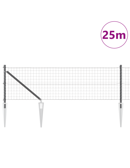 Recinzione con Posto Grigio 0,8 x 25 m Acciaio e PVC