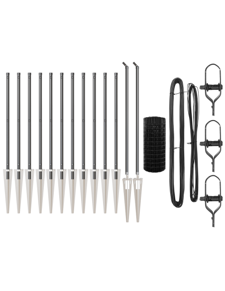 Recinzione con Posto Grigio 0,8 x 25 m Acciaio e PVC