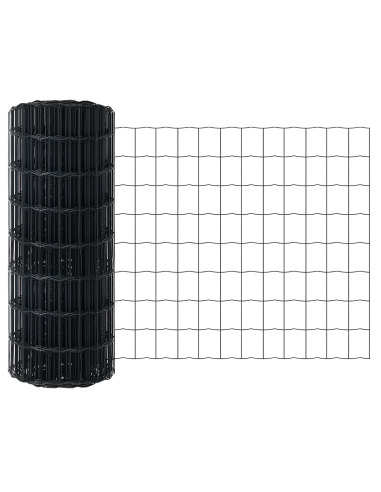 Recinzione con Posto Grigio 0,8 x 25 m Acciaio e PVC