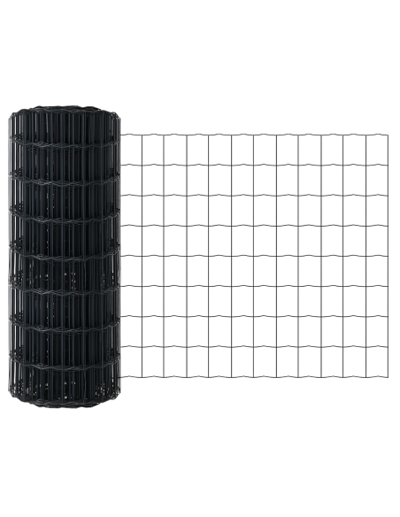 Recinzione con Posto Grigio 0,8 x 25 m Acciaio e PVC