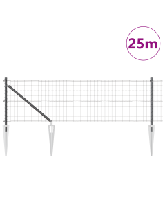 Recinzione con Posto Grigio 0,8 x 25 m Acciaio e PVC 2