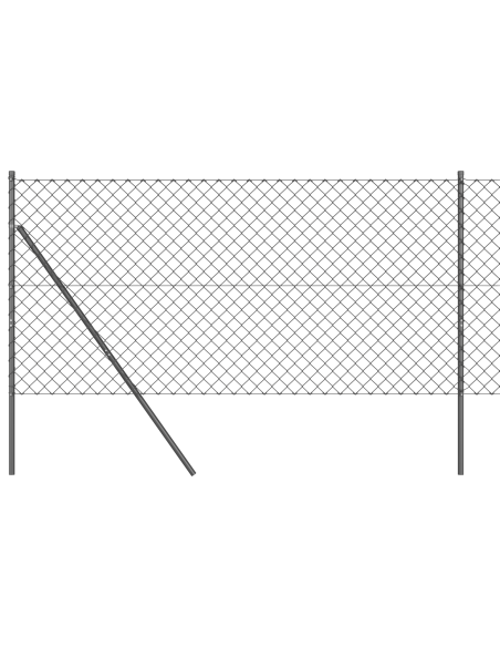 Recinzione a Maglie con 7 Post 1x10 m Acciaio Zincato Grigio