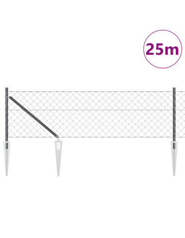 Palo della recinzione Grigio 25 x 0,8 m (maglia 60 x 60 mm)