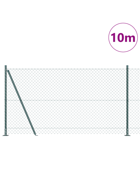 Recinzione a Maglia con 7 Poste Flangiate 1,2x10 m in Acciaio Zincato