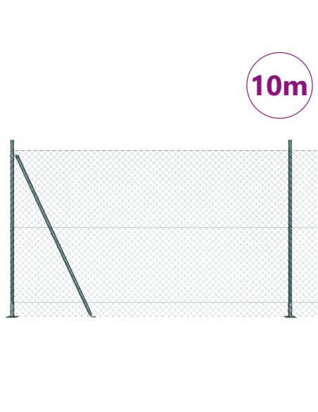 Recinzione a Catena con 7 Posti Flangiati 1.4x10 m Acciaio Zincato