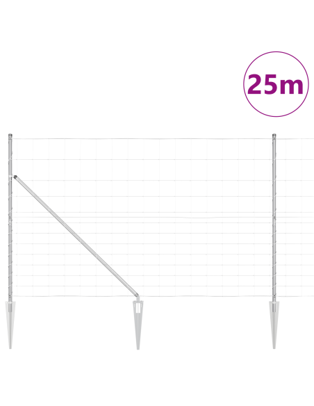 Palo della recinzione Zincato 25 x 1,5 m Acciaio