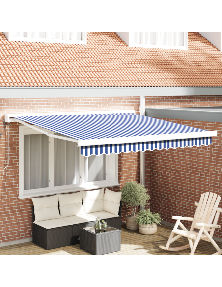 Tenda Retrattile Automatica Blu e Bianca 300x250 cm