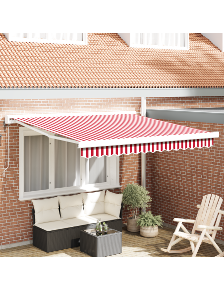 Tenda Retrattile Automatica a Righe Rosse e Bianche 300x250 cm