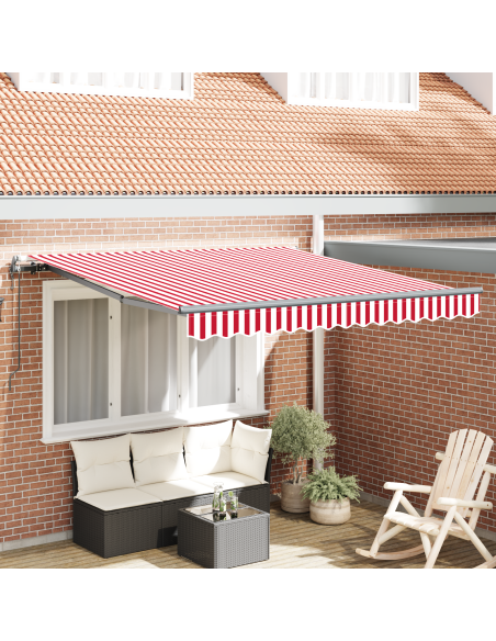 Tenda Retrattile Automatica Rigata Rossa e Bianca 350x250 cm