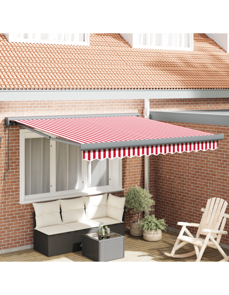 Tenda Retrattile Automatica Rossa e Bianca 350x250 cm