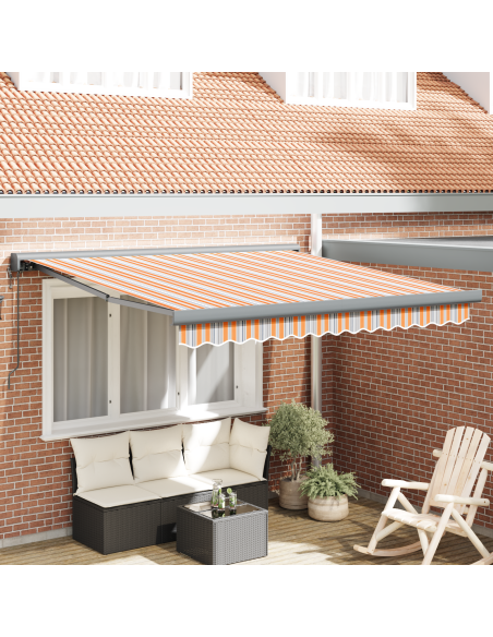 Tenda retrattile automatica a righe multicolore 350x250 cm
