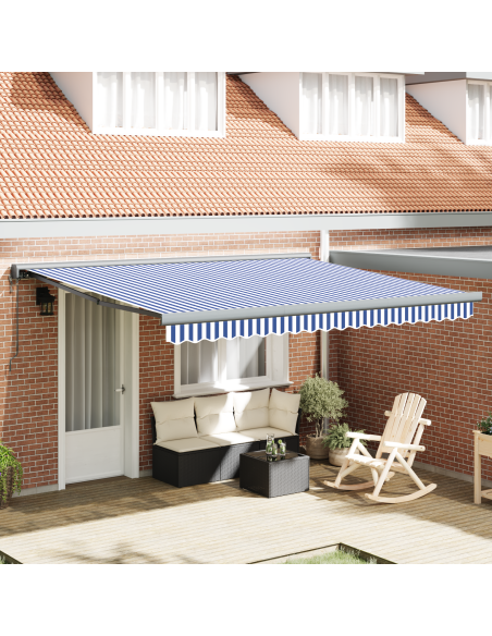 Tenda Retrattile Automatica Blu e Bianca 400x300 cm