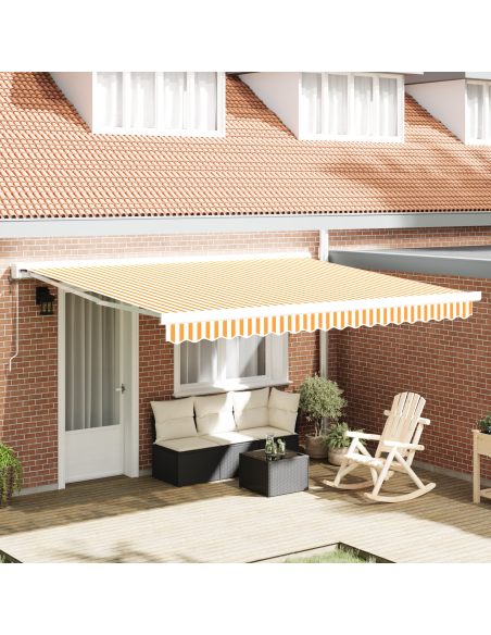 Tenda Retrattile Manuale Gialla e Bianca 400x300 cm