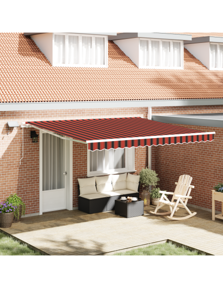 Tenda Retrattile Manuale con LED Arancione e Marrone 400x300 cm