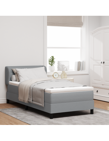 Letto a molle con materasso Grigio chiaro 90 x 190 cm Tessuto