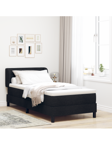 Letto a molle con materasso Nero 90 x 200 cm Tessuto