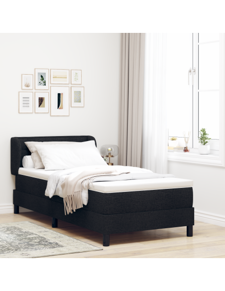 Letto a Molle con Materasso Nero 90x200 cm Tessuto