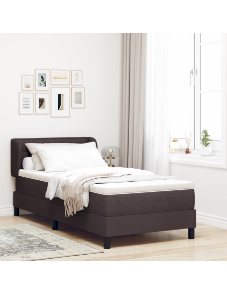 Letto Box Spring  con Materasso Marrone Scuro 90x200 cm in Tessuto