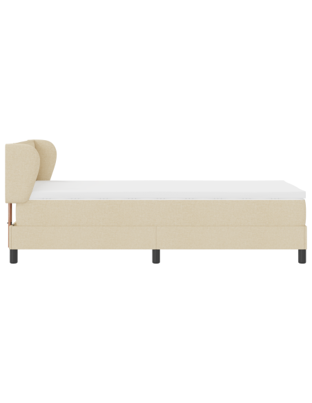 Letto a molle con materasso Crema 90 x 200 cm Tessuto