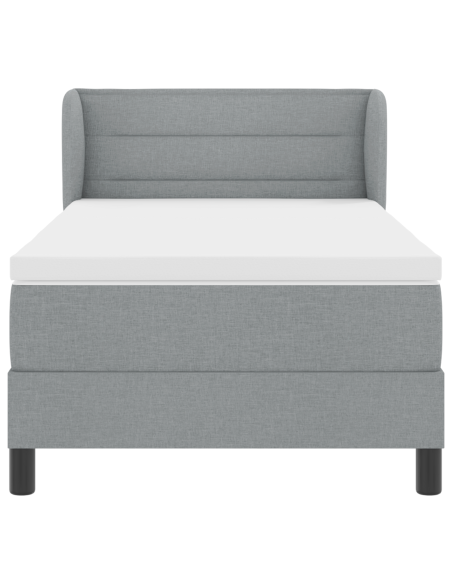 Letto Box Spring con Materasso Grigio Chiaro 100x200 cm Tessuto