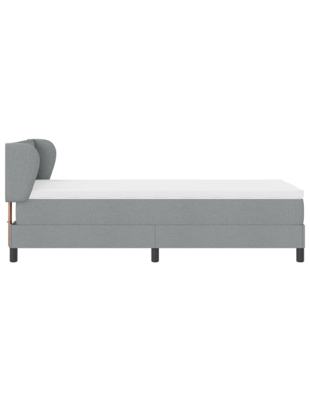 Letto Box Spring con Materasso Grigio Chiaro 100x200 cm Tessuto