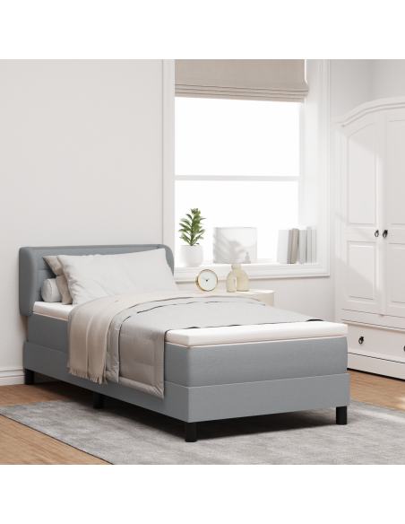 Letto Box Spring con Materasso Grigio Chiaro 100x200 cm Tessuto