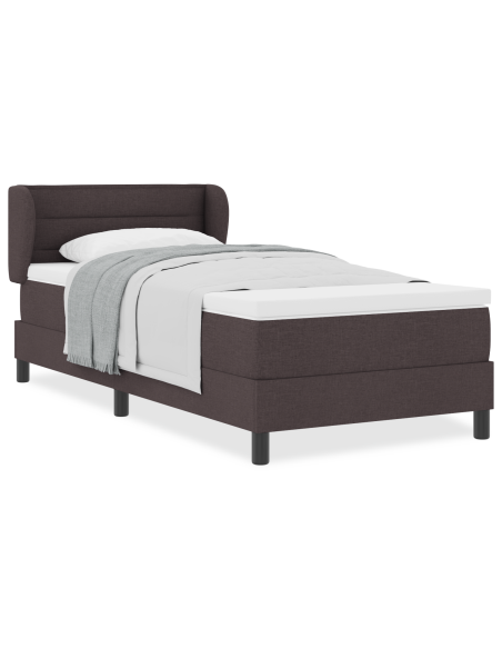 Letto Box Spring  con Materasso Marrone Scuro 100x200 cm in Tessuto
