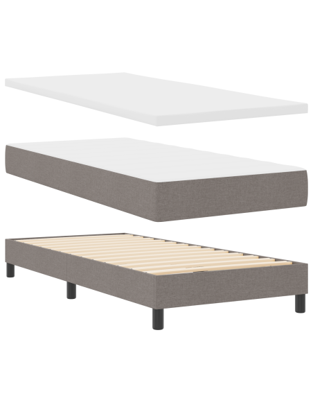Letto Box Spring con Materasso Tortora 100x200 cm Tessuto
