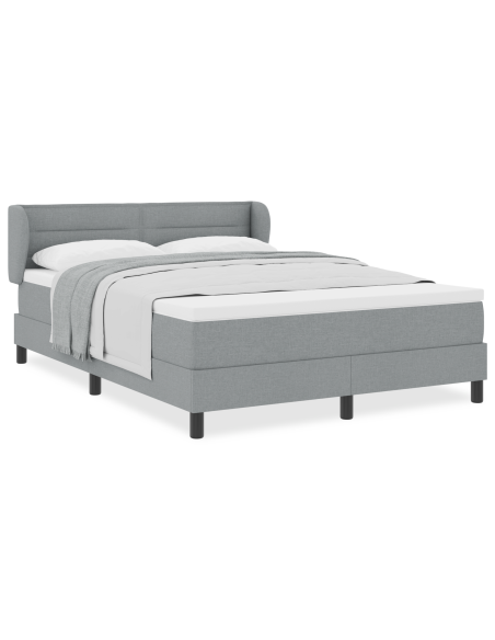 Letto a molle con materasso Grigio chiaro 140 x 190 cm Tessuto