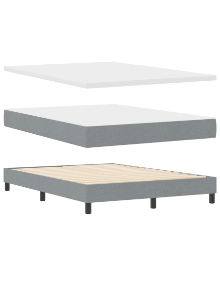 Letto a molle con materasso Grigio chiaro 140 x 190 cm Tessuto
