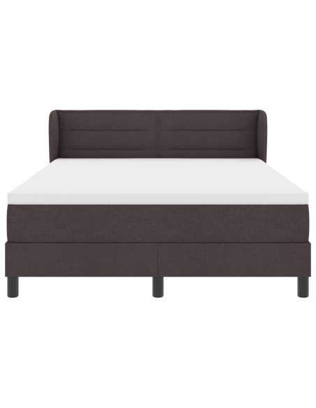 Letto Box Spring  con Materasso Marrone Scuro 140x190 cm in Tessuto